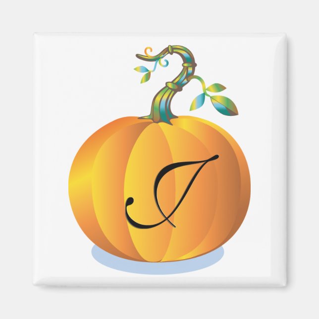 Pumpkin Design Monogram J Magnet (Framsidan)