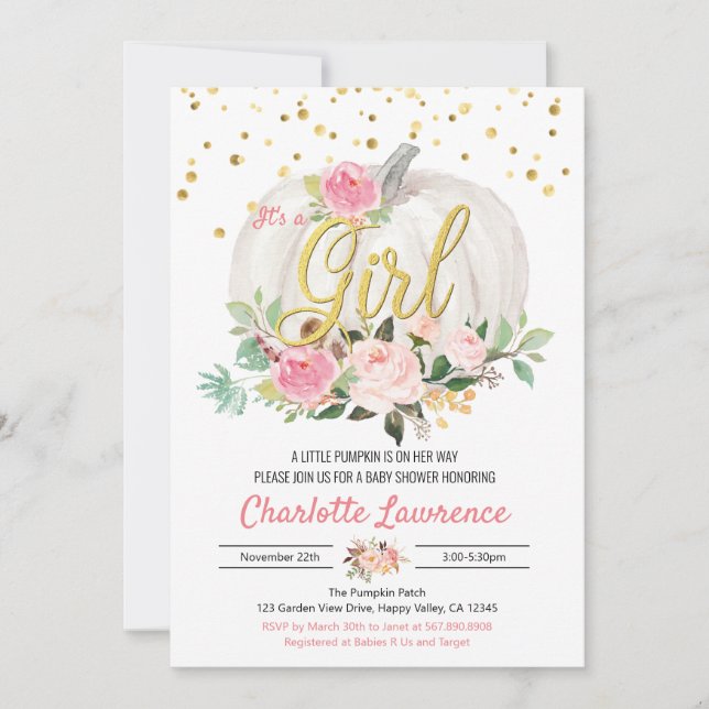 Pumpkin Det är en inbjudan till Rosa för babybarn (Framsida)