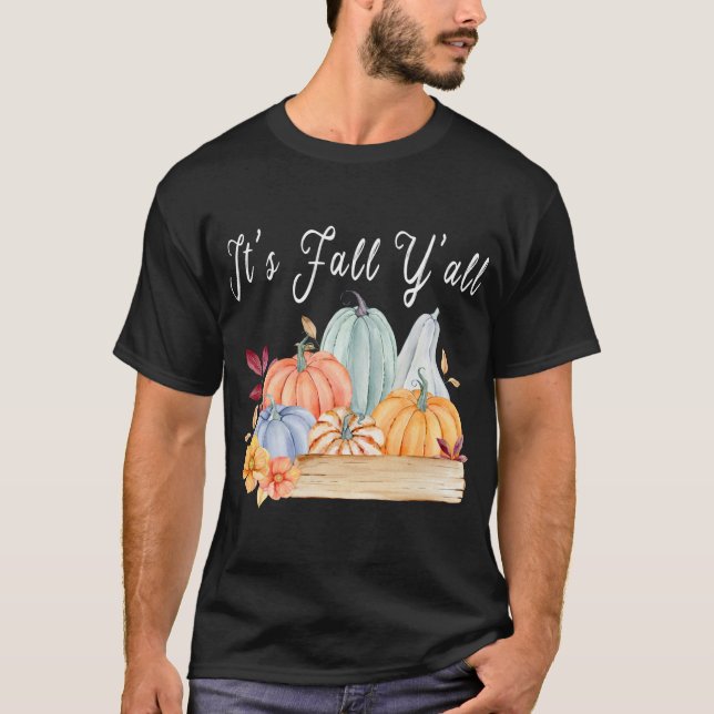 Pumpkin Det är Fall Y'all Autumn Halloween Thanksg T Shirt (Framsida)
