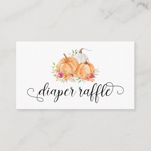 Pumpkin Diaper Raffle Baby Shower-kort Tilläggskort (Framsida)