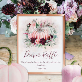 Pumpkin Diaper Raffle Baby Shower-skylt Poster