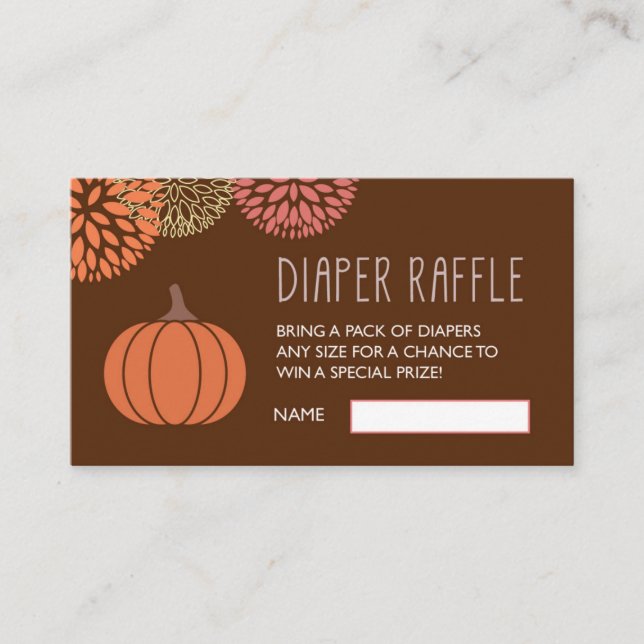 Pumpkin Diaper Raffle Biljett Tilläggskort (Framsida)
