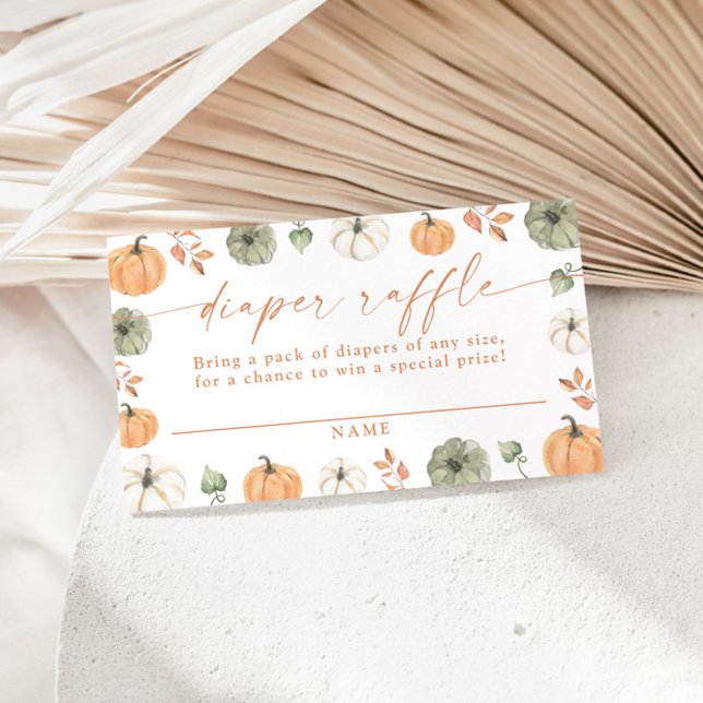 Pumpkin Diaper Raffle Card, Boho Fall Baby Shower Tilläggskort (Skapare uppladdad)