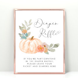 Pumpkin Diaper Raffle Orange Baby Shower Poster