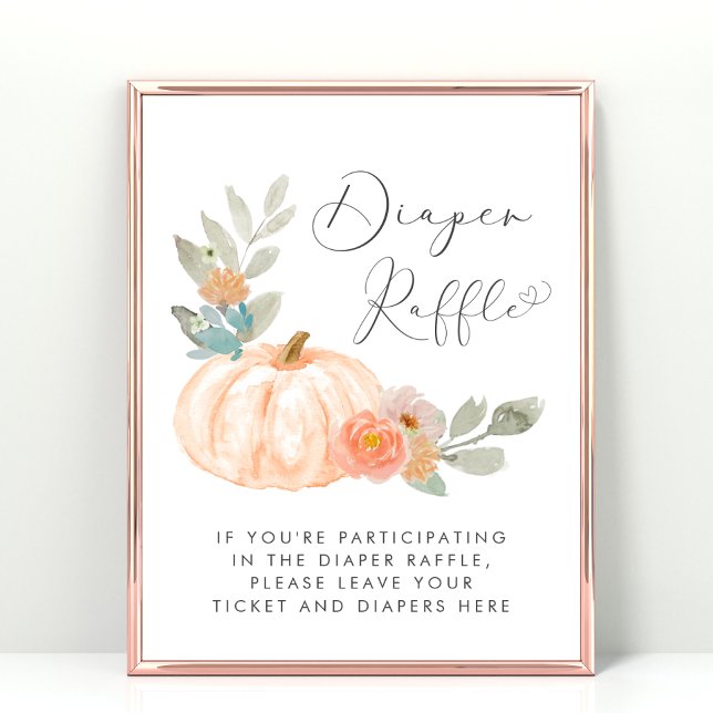 Pumpkin Diaper Raffle Orange Baby Shower Poster (Skapare uppladdad)
