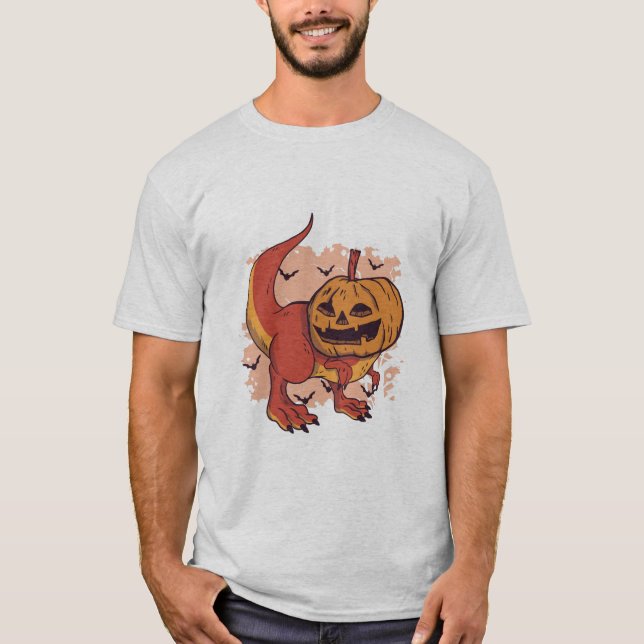 Pumpkin Dinosaur T-Rex T Shirt (Framsida)
