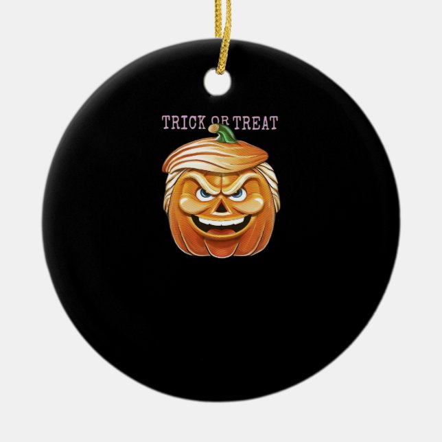 Pumpkin Donald, Funny Halloween Scary Classic Julgransprydnad Keramik (Framsidan)