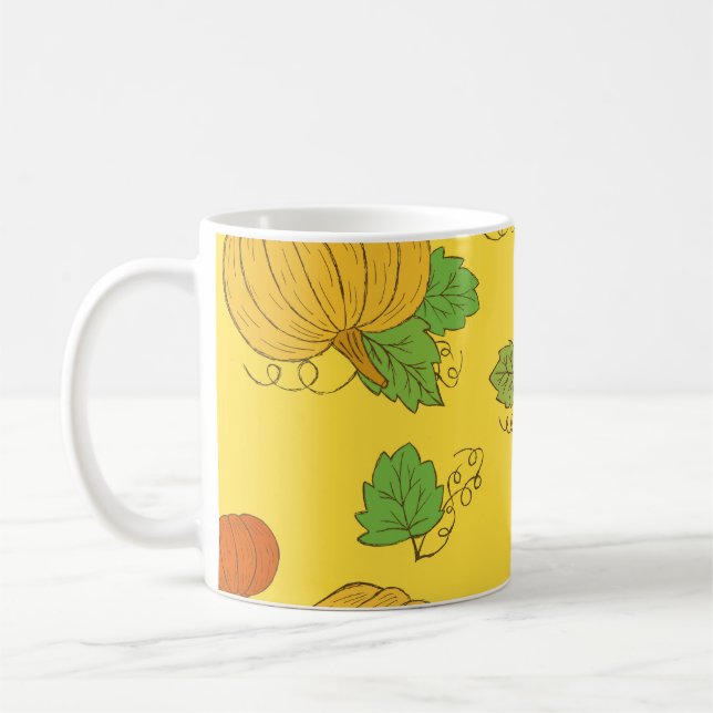 Pumpkin Doodle: Hand plockade utan sjöskydd Kaffemugg (Vänster)
