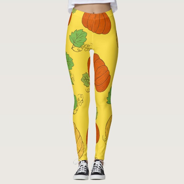 Pumpkin Doodle: Hand plockade utan sjöskydd Leggings (Framsida)