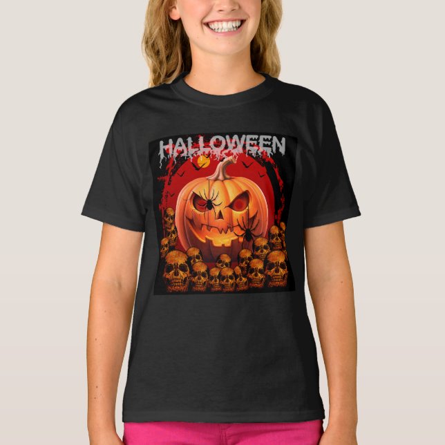 PUMPKIN DÖSKALLARS SKELETON HALLOWEEN T SHIRT (Framsida)