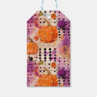 Pumpkin Dots Boho Abstrakt Mönster Halloween Presentetikett