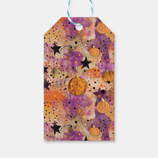 Pumpkin Dots Stars Boho Abstrakt Mönster Halloween Presentetikett