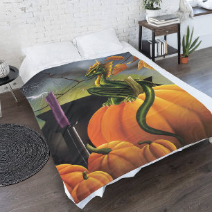 Pumpkin Dragon Cauldron Halloween Fleecefilt