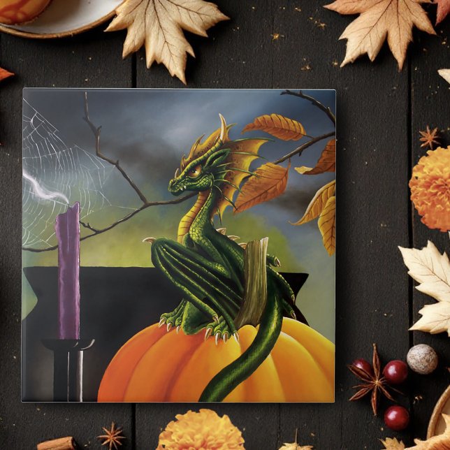 Pumpkin Dragon Cauldron Halloween Kakelplatta (Skapare uppladdad)