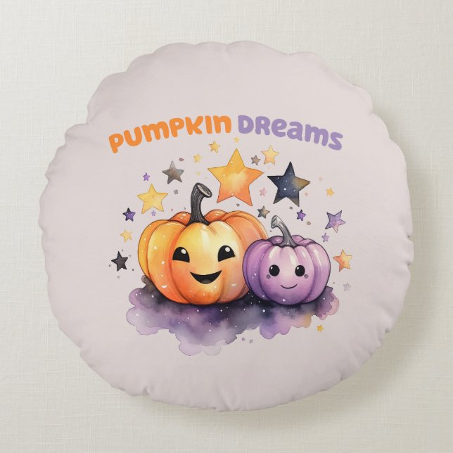 Pumpkin Dreams Rund Kudde (Framsidan)