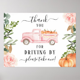 Pumpkin Drive by Baby Shower Tack Sign Poster