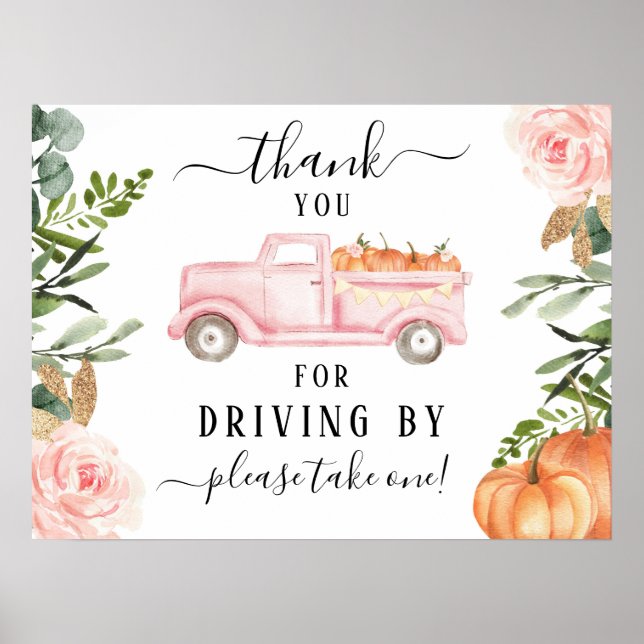 Pumpkin Drive by Baby Shower Tack Sign Poster (Framsidan)