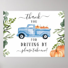 Pumpkin Drive by Baby Shower Tack Sign Poster