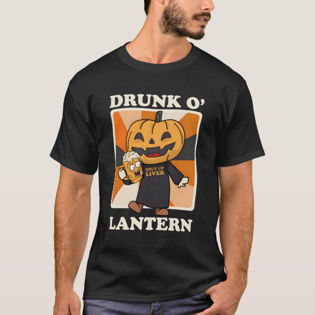 Pumpkin Drunk O'Lantern Beer Drinkers Halloween T Shirt (Framsida)