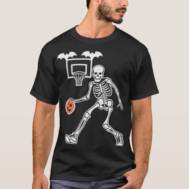 Pumpkin Dunker, Skeleton Basketball t-shirt (Framsida)