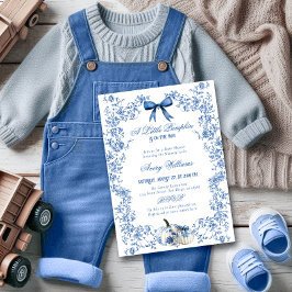 Pumpkin Dusty Blue Whimsical Blommigt Baby Shower Inbjudningar