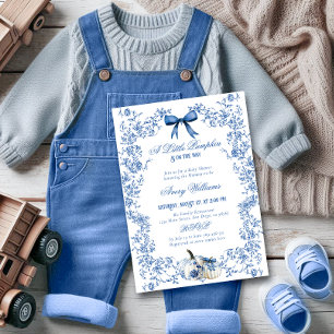 Pumpkin Dusty Blue Whimsical Blommigt Baby Shower Inbjudningar