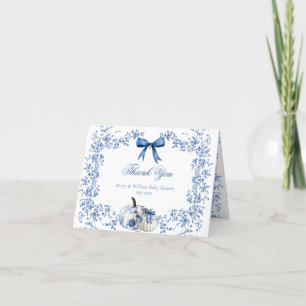 Pumpkin Dusty Blue Whimsical Blommigt Baby Shower Tack Kort