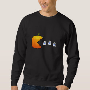 Pumpkin Eats Spöken Classic Video Game för Hallowe Lång Ärmad Tröja