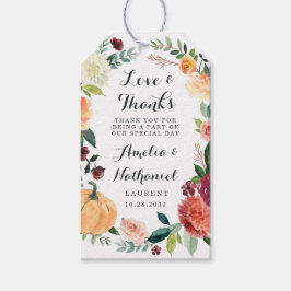 Pumpkin Elegant Fall Blommigt Rustic Wedding Favor Presentetikett