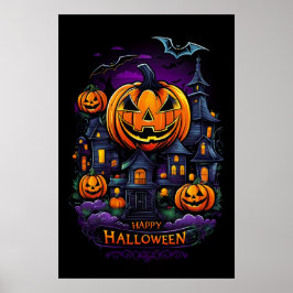 Pumpkin Embrace, Halloween Mansion Poster