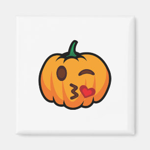 Pumpkin Emoji One Öga Open Wink Blow Kiss Kärlek R Magnet