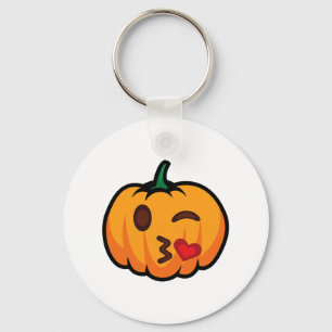 Pumpkin Emoji One Öga Open Wink Blow Kiss Kärlek R Nyckelring