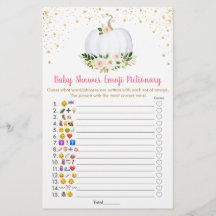 Pumpkin Emoji Pictionary Baby Shower Game