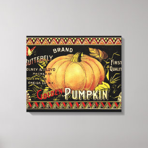 Pumpkin-etikett Antique Butterfly Brand Canvastryck