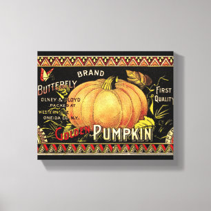 Pumpkin-etikett Antique Butterfly Brand Canvastryck
