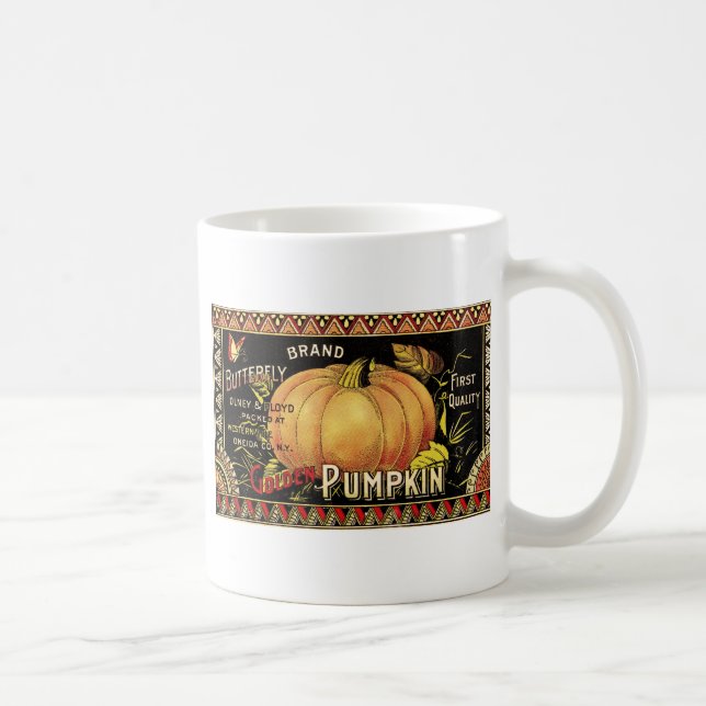 Pumpkin-etikett Antique Butterfly Brand Kaffemugg (Höger)