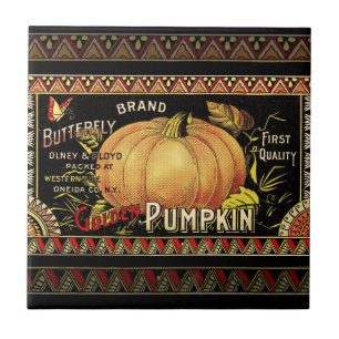 Pumpkin-etikett Antique Butterfly Brand Kakelplatta