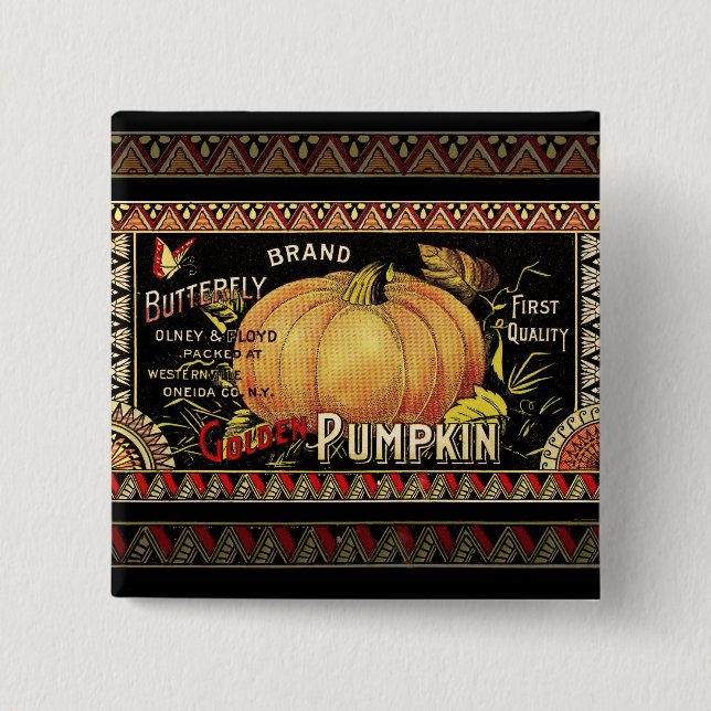 Pumpkin-etikett Antique Butterfly Brand Knapp (Framsida)