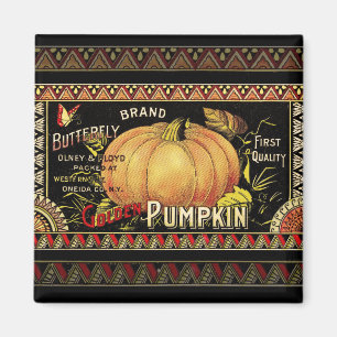 Pumpkin-etikett Antique Butterfly Brand Magnet