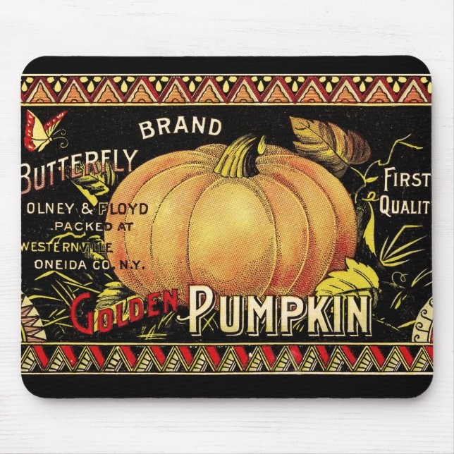 Pumpkin-etikett Antique Butterfly Brand Musmatta (Framsidan)