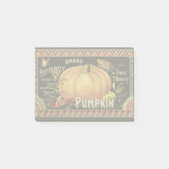 Pumpkin-etikett Antique Butterfly Brand Post-it Block (Framsida)