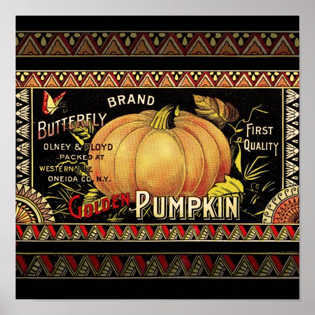 Pumpkin-etikett Antique Butterfly Brand Poster (Framsidan)