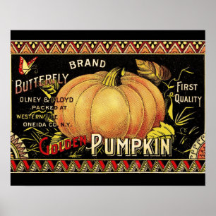 Pumpkin-etikett Antique Butterfly Brand Poster