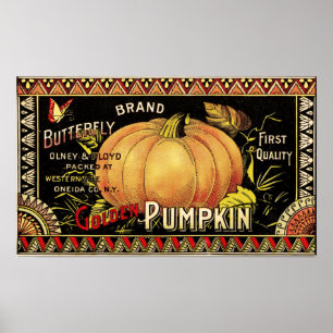 Pumpkin-etikett Antique Butterfly Brand Poster