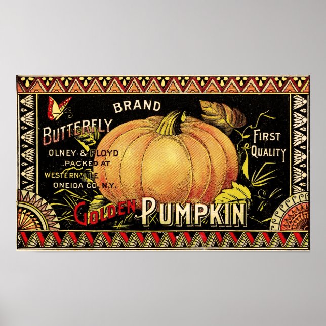 Pumpkin-etikett Antique Butterfly Brand Poster (Framsidan)
