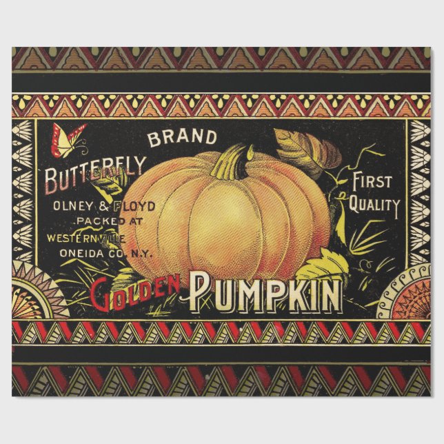 Pumpkin-etikett Antique Butterfly Brand Presentpapper (Platt)