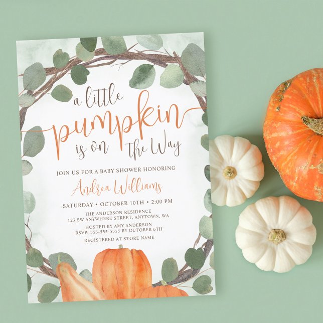 Pumpkin Eucalyptus and Baby Shower Inbjudningar (Skapare uppladdad)