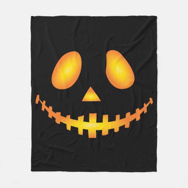 Pumpkin Face Halloween Jack O Lantern Spooky Fleecefilt (Framsidan)