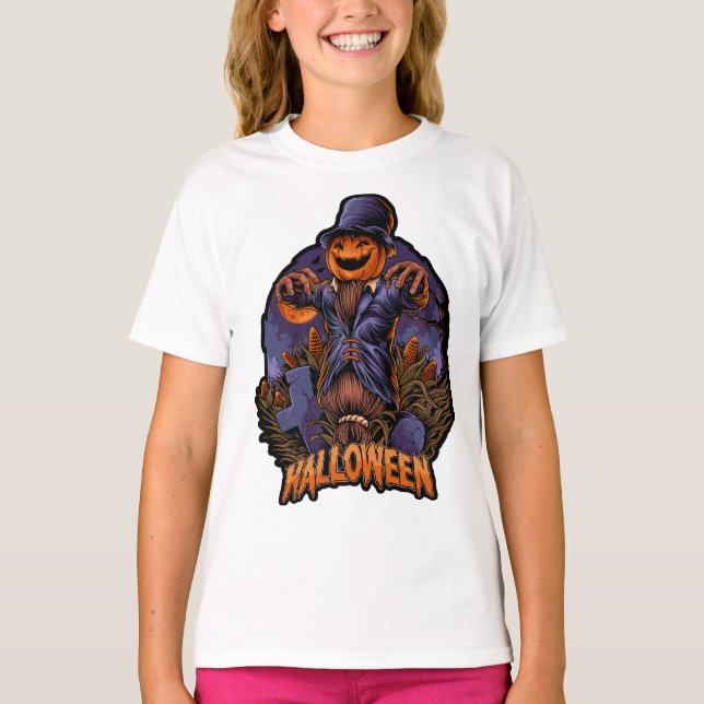 Pumpkin Fågelskrämma Halloween T-Shirt (Framsida)