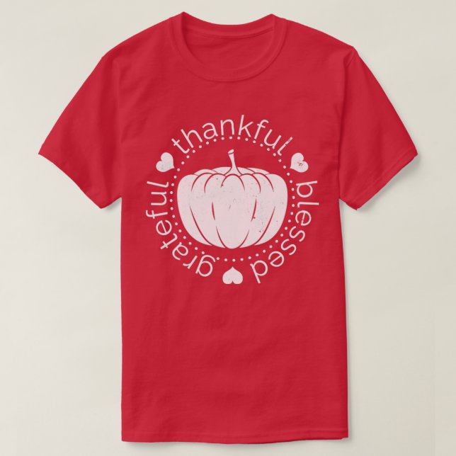 Pumpkin Fal - tack och lov, välsignad Thanksgiving T Shirt (Design framsida)